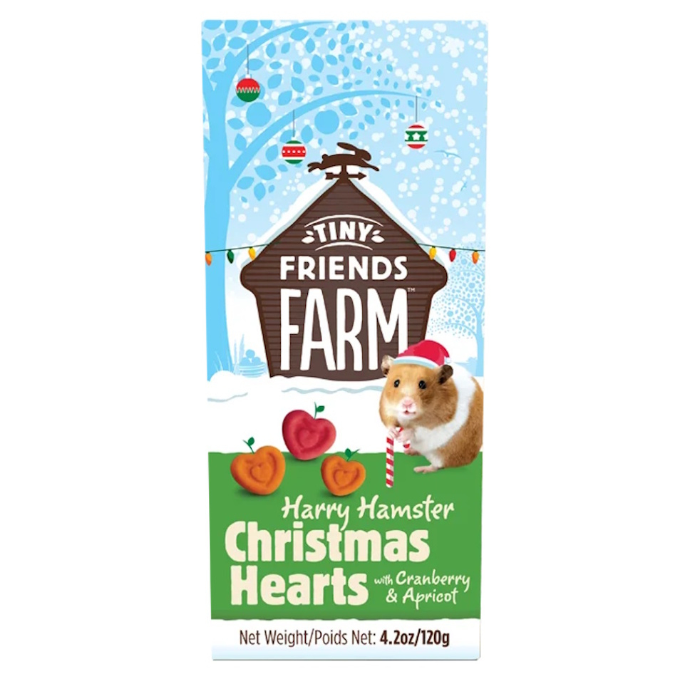 SUPREME Tiny Friends Farm  Christmas hearts pamlsky s brusinkou a meruňkou 120 g