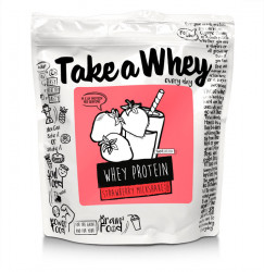 TAKE A WHEY Protein jahodový mléčný shake 907 g