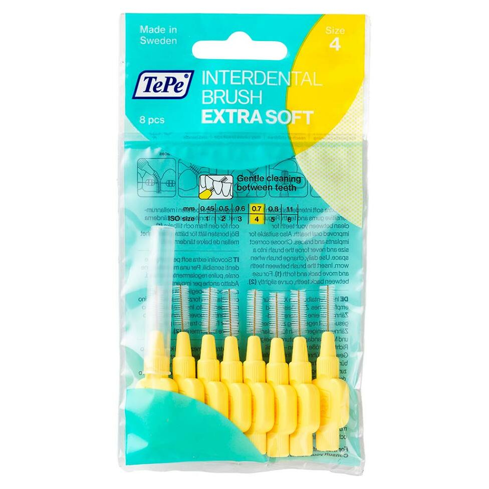 TEPE Mezizubní kartáčky Extra Soft žluté 0,7 mm v sáčku 8 ks