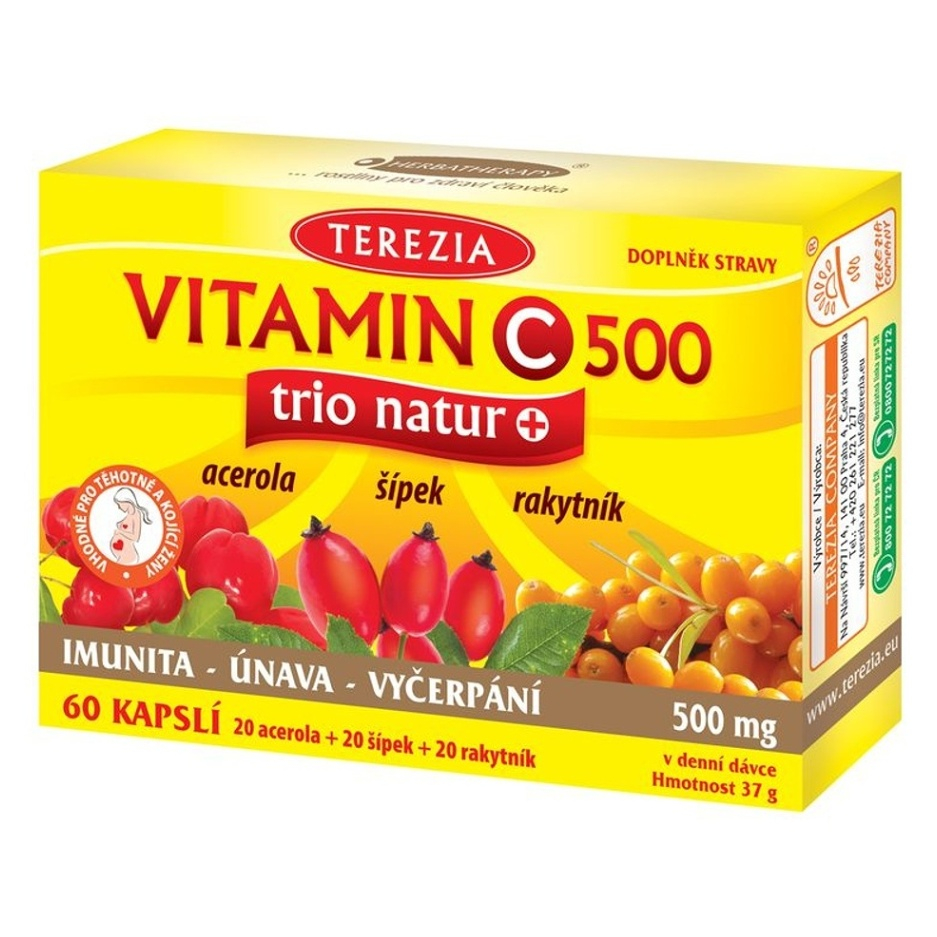 TEREZIA Vitamin C 500 mg trio natur+ 60 kapslí