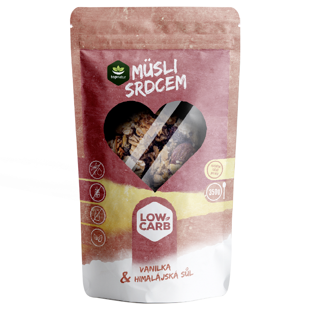 TOPNATUR Low carb müsli srdcem vanilka a himalájská sůl 350 g