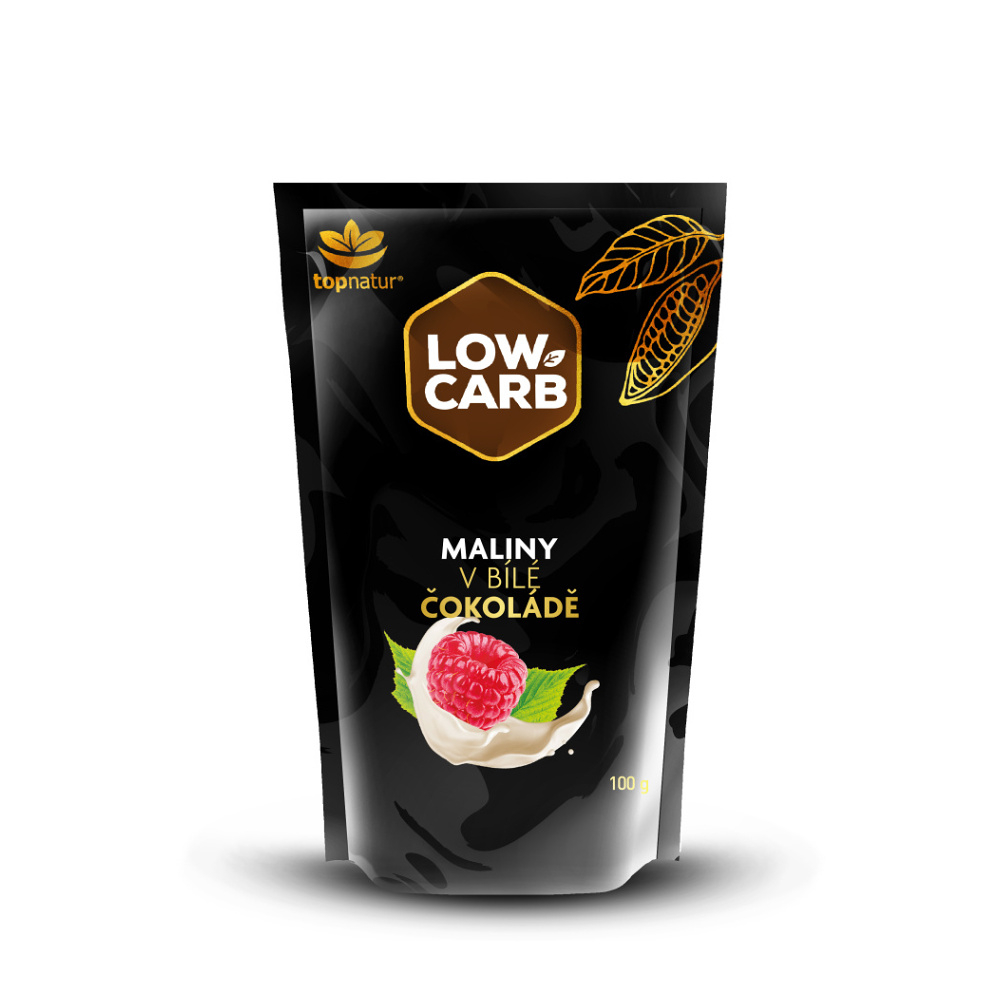 TOPNATUR Low carb maliny v bílé čokoládě 100 g