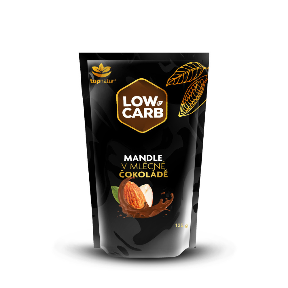 TOPNATUR Low carb mandle v mléčné čokoládě 125 g