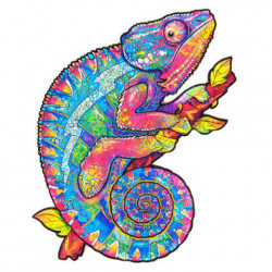 UNIDRAGON Dřevěné puzzle iridescent chameleon velikost M