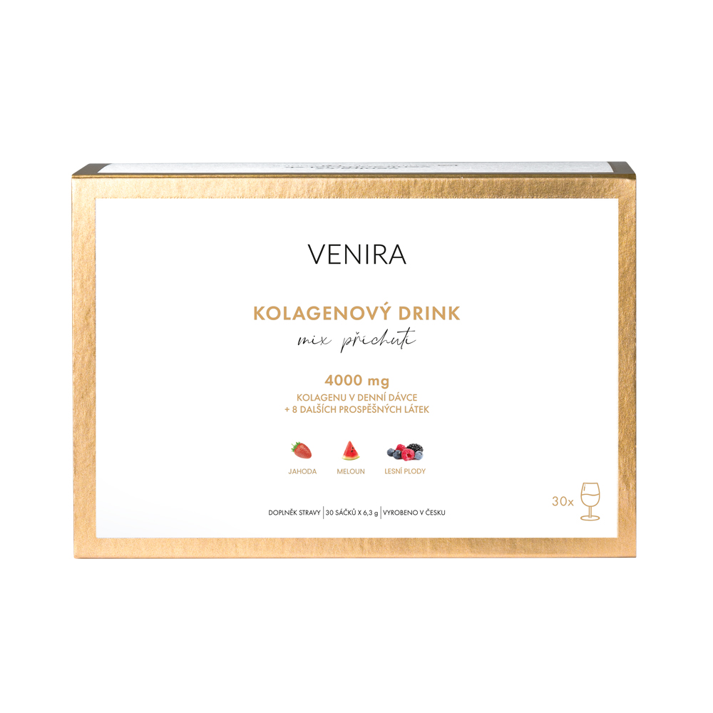 Venira Kolagenový drink mix 3 příchutí jahoda, meloun, lesní plody 30x6,3 g