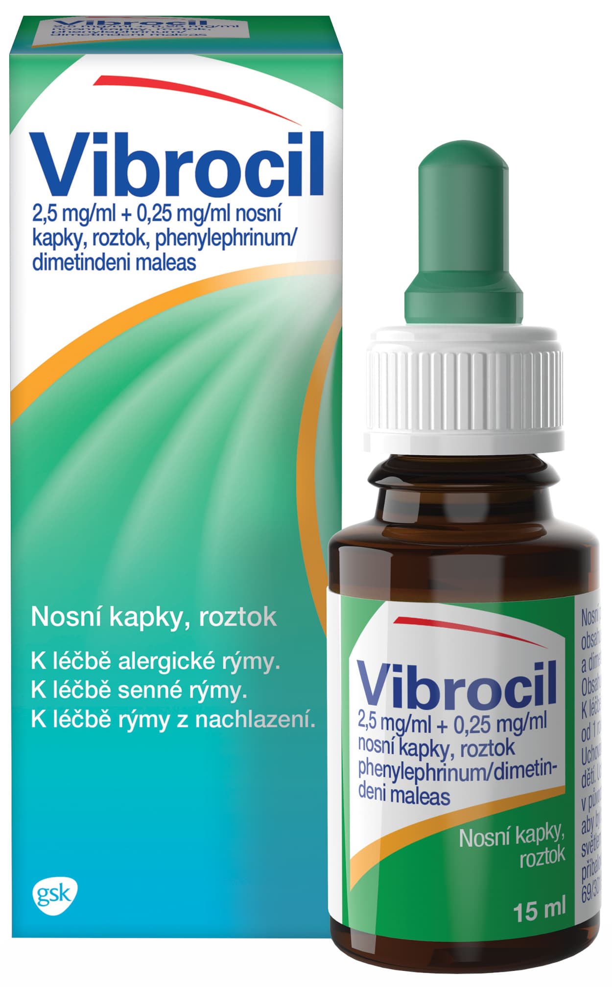 VIBROCIL 2,5mg/ml+0,25mg/ml, nosní kapky při léčbě rýmy 15 ml