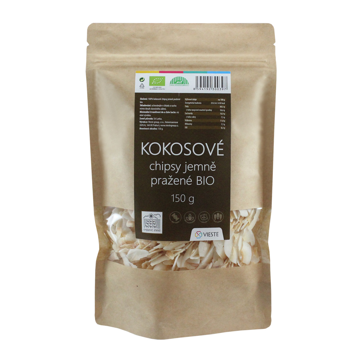 Vieste Kokosové chipsy jemně pražené BIO 150 g