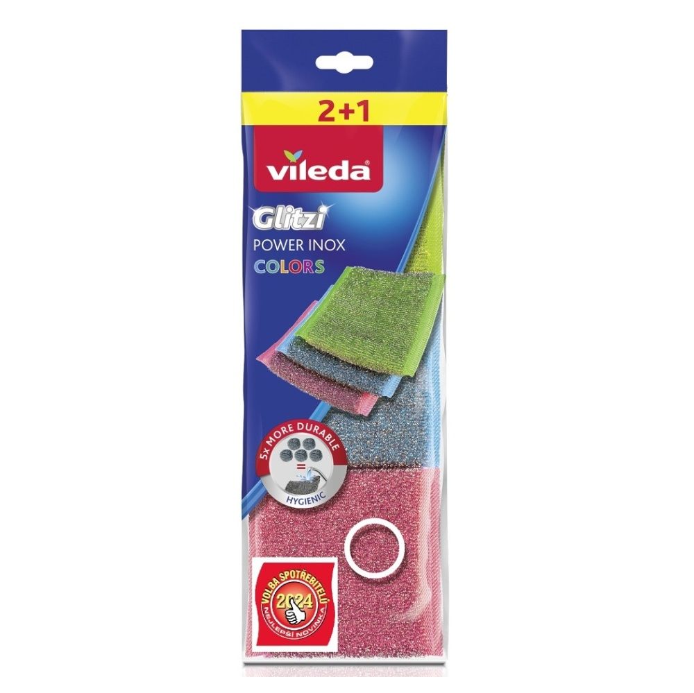 VILEDA Power Inox Colors Drátěnka 2 + 1 kusy