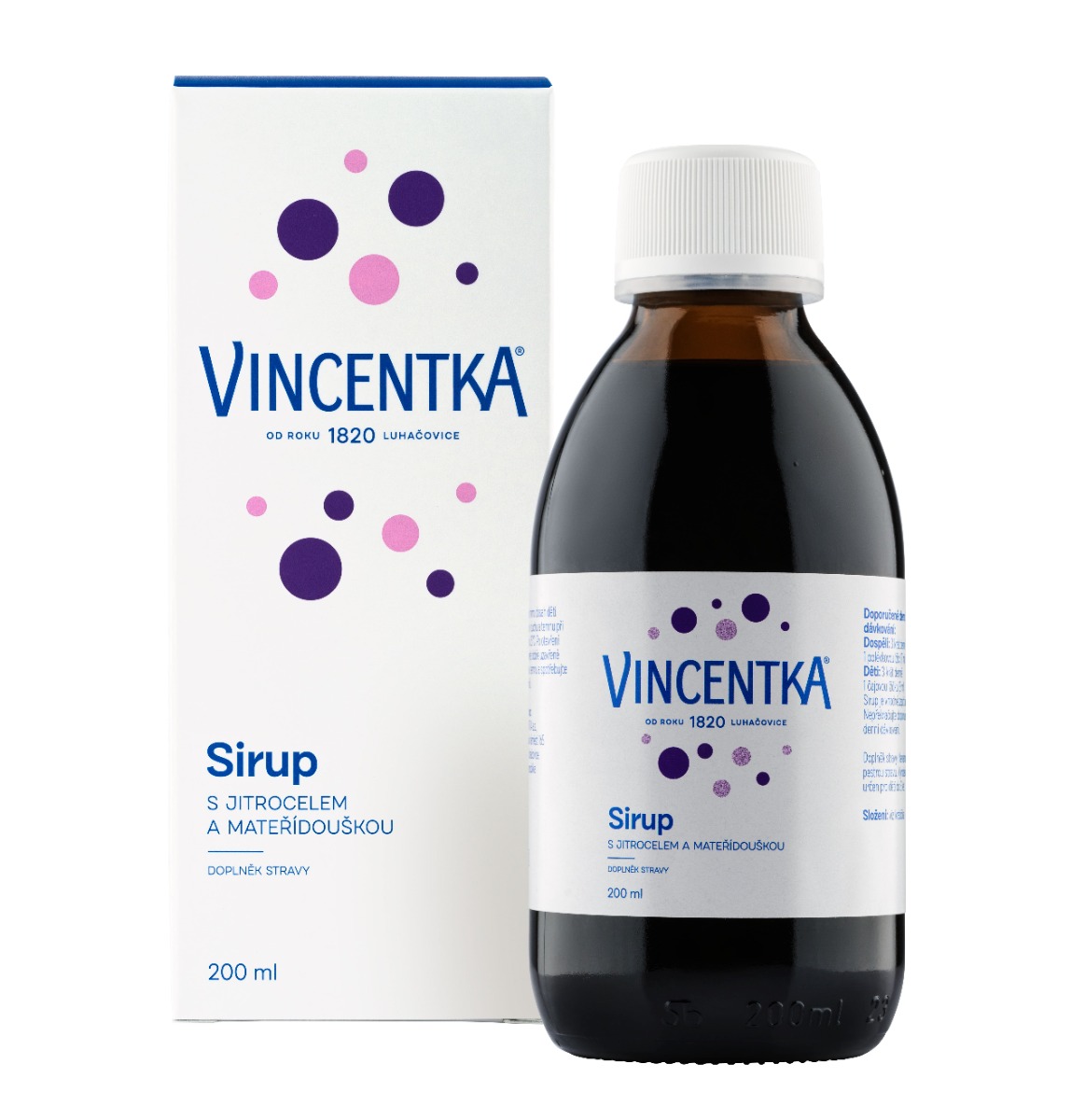 Vincentka Sirup s jitrocelem a mateřídouškou 200 ml