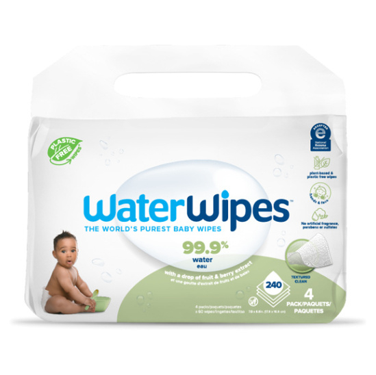 WATERWIPES Ubrousky vlhčené bez obsahu plastů Soapberry 4 x 60 ks