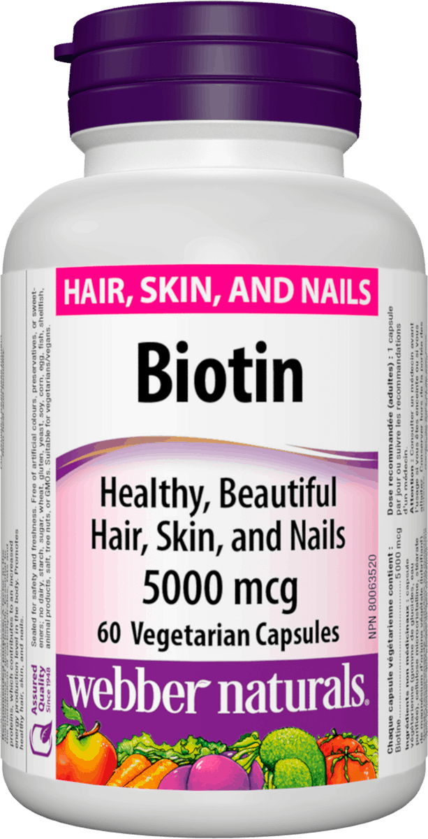 WEBBER NATURALS Biotin 5000 mcg 60 kapslí