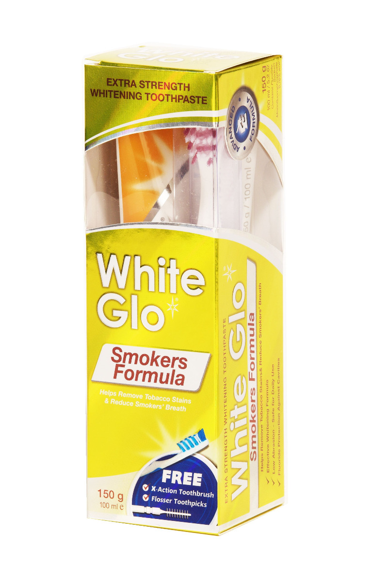 White Glo Bělicí zubní pasta Smokers pro kuřáky 150 g + kartáček na zuby a mezizubní