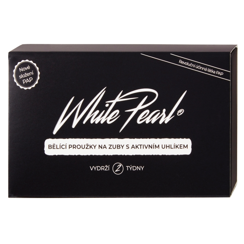 WHITE PEARL Bělící proužky na zuby s aktivním uhlíkem Charcoal 28 kusů