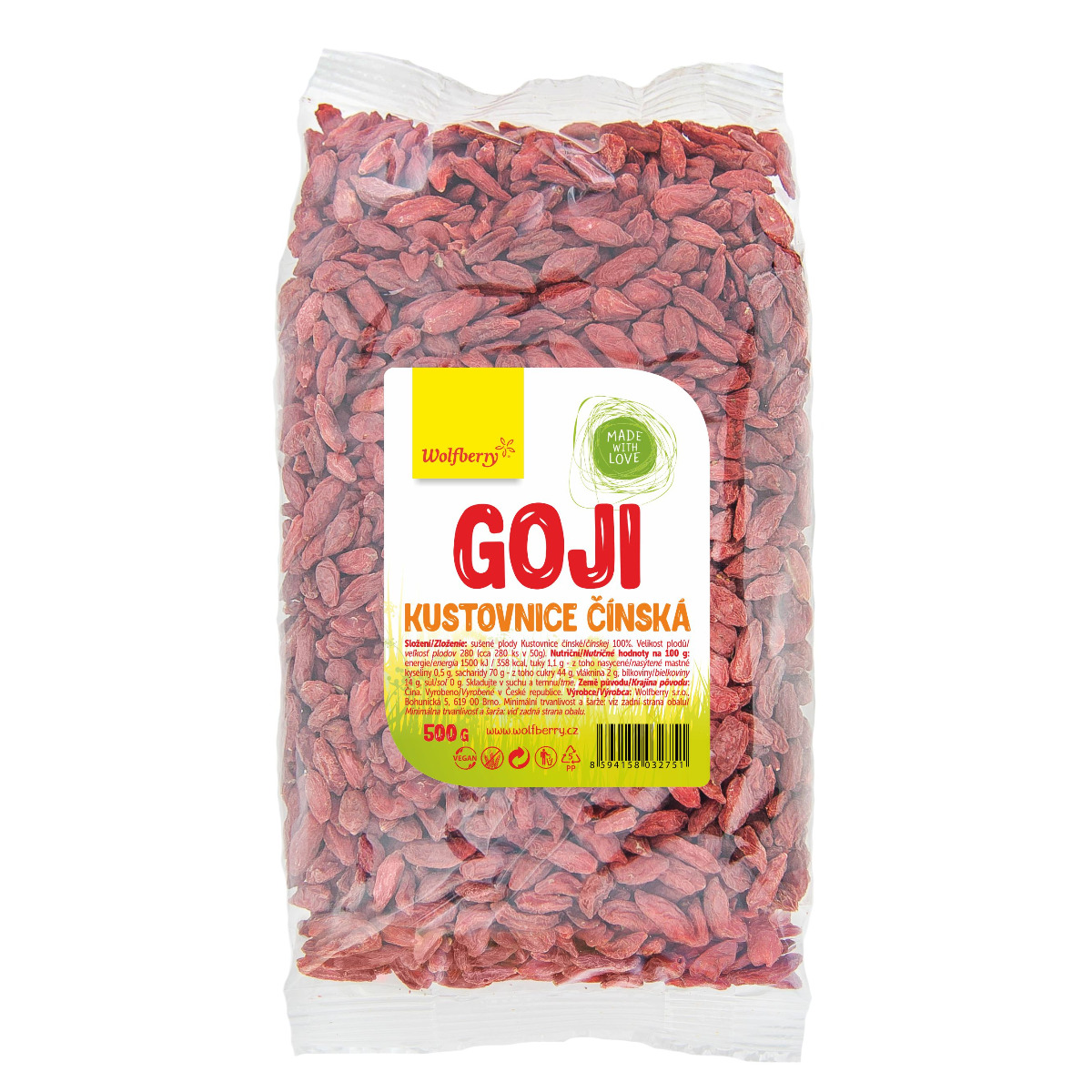 Wolfberry Goji kustovnice čínská sušené plody 500 g